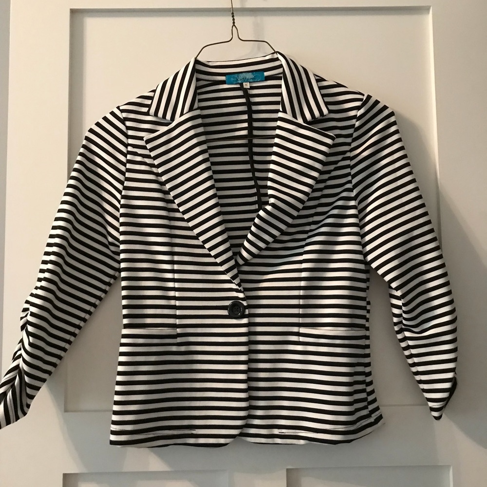 Black and white striped blazer
